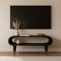 Mobile TV Curved Edge in mango massello con ripiano aperto
