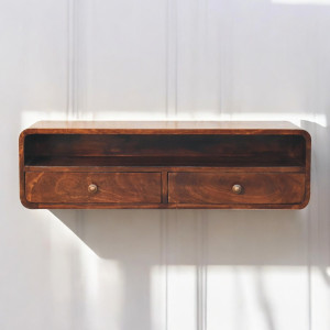 Consolle sospesa Floating California Walnut in mango massello