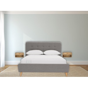 Comodino sospeso effetto rovere con cassetto e vano