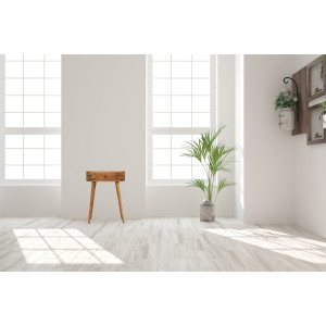 Consolle Mini Albion in legno chiaro inserita in un ingresso arredato in stile nordico