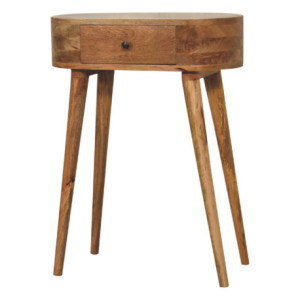 Vista laterale della consolle stretta Mini Albion profonda 30 cm in legno massello